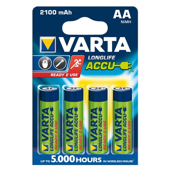 Varta Akku Longlife Accu Mignon AA Ready 2 Use NiMH 2100mAh 56706 - 4er Blister