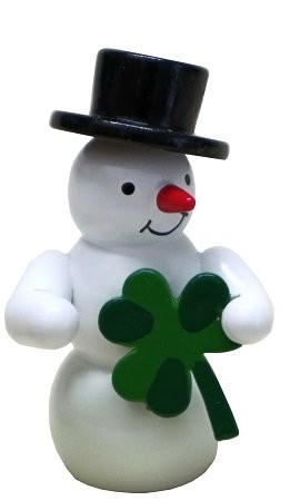 Schneemann mit Kleeblatt Dekofigur aus Holz 5,5cm