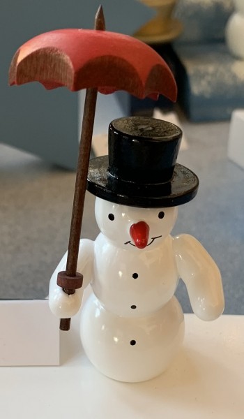 Schneemann mit Schirm  Dekofigur aus Holz 5,5cm
