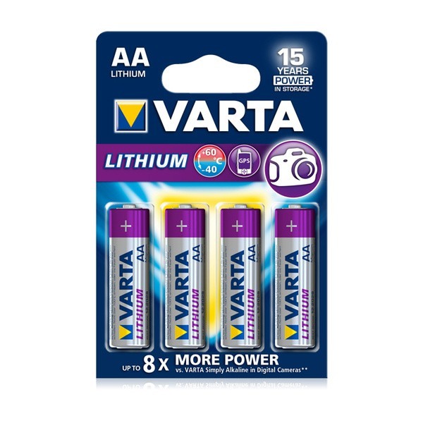 4x Varta Batterie Professional Lithium AA f. Pentax Optio E40