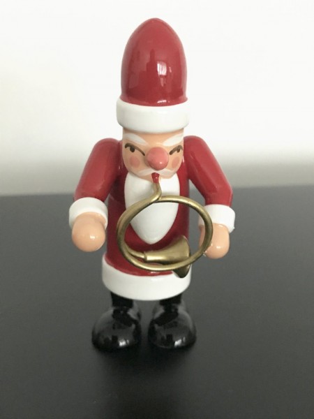 Weihnachtsmann mit Waldhorn Dekofigur aus Holz 7,5cm