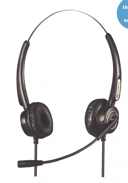 Professional Headset für Callcenter, Zentrale mit RJ9 RJ11 USB -Anschluss Schwarz