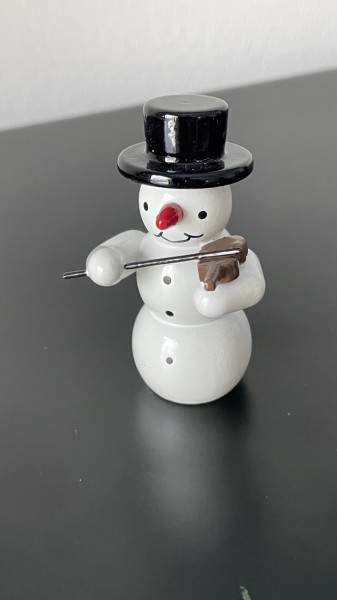 Schneemann mit Geige Dekofigur  aus Holz 5,5cm