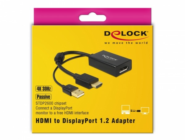 Adapter Videokonverter HDMI-A Stecker &gt; DisplayPort 1.2 Buchse schwarz
